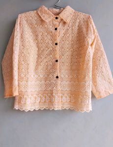Peach Embroidery Shirt