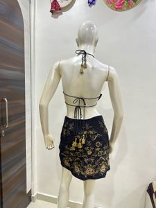 Embroidered Halter Top &amp; Mini Skirt Set