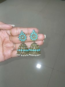 Turquoise Jhumka Earrings