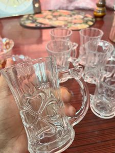 Set of Six Vintage Glass Mugs