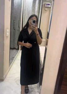Women Stylish Black Solid Dress