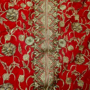 Red Fully Work Fishcut Frock
