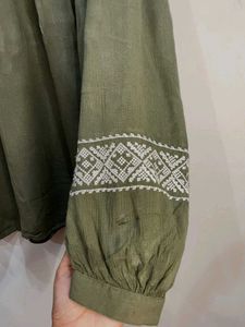 Marks &amp; Spencer Women Olive Green Solid Top