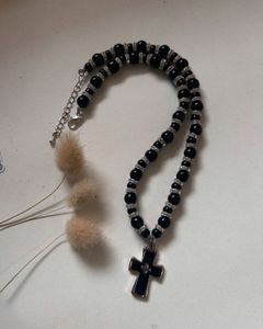 Black Grace Cross Necklace 🖤✨