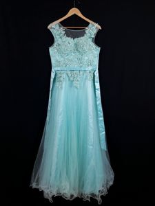 Women Light Blue Wedding Long Gown | Bust 34 | Wai