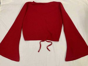 Red Tie Front Crop Top