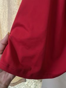 Red Satin Matte Mini Dress.