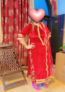 Red Velvet Salwar Kameez Suit