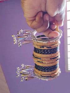 Beautiful Silver And Velvet Black 🖤 Bangles 😘😘
