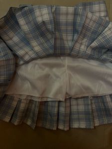 Blue Plaid Pleated Mini Skirt