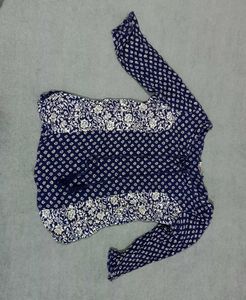 Blue Floral Print Top