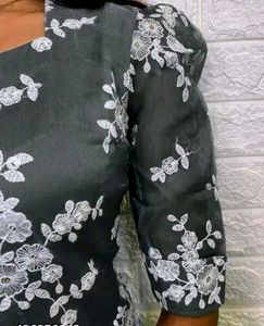 Grey Organza Embroidery Kurti