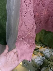 Dusty Rose Knit Sweater with beautiful detailing