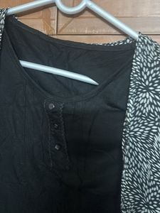 Layered Black Top with Print