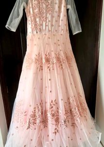 Elegant Pink Embroidered Gown