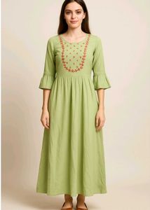 Green Embroidered Nayra Cut  Dress