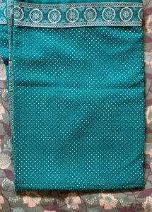 Aqua Mint Green Luckhnowi Silk Saree Designer Pattern