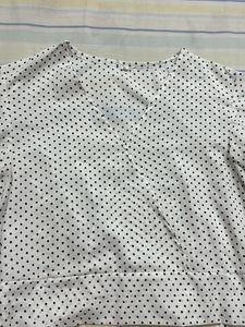 V Neck Polka Dot Front Tie Up Flared Sleeve Top