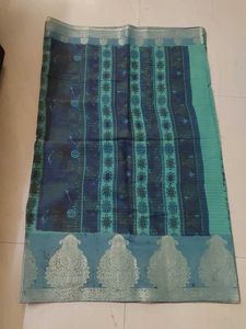 Green And Grey Colour Saree Without Blouse