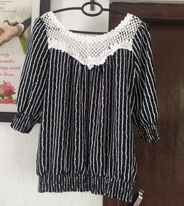 Striped Blouse with Lace