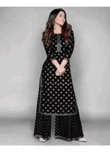 Elegant Black Kurta Palazzo Set