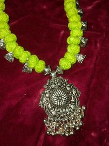 Handmade Green Thread Necklace