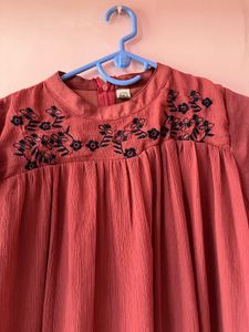 Floral Embroidered Top With Red Color Tunic Free