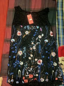 Floral Lace Black Slip Dress