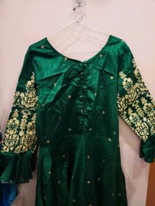 Green Embroidered Kurta Suit