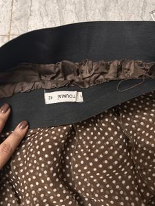 Brown Polka Dot Ruffle Skirt