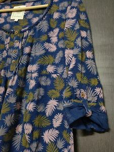Beacan Cove Blue Green Palm Print Mini Dress