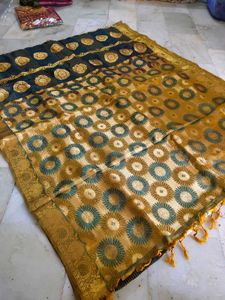 Golden Floral Pattu Saree