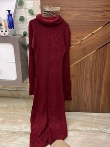 Burgundy Knit Midi Sweater Dress
