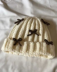 Crochet Beanie with Bows