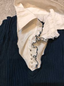 Office Siren Knit Collar Detail Top