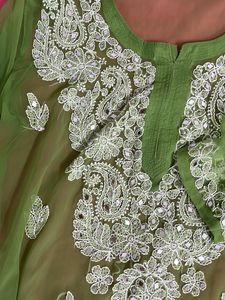Green Glittery See Thru Kurta