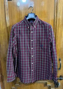 RELAXED FIT RED COTTON CHECK SHIRT M(42)