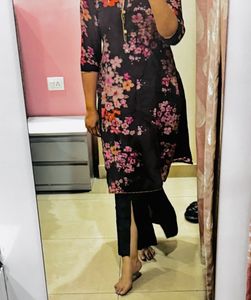 Floral Print Purple Kurta Set