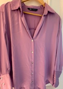 Lavender Satin Shirt By Zara