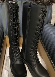 Black Lace-Up Knee High Boots