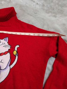 Red Lucky Cat Sweater
