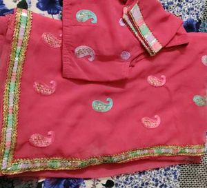 Pink Paisley Saree &amp; Blouse
