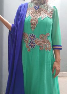 Sea Green Ethnic Suit With Dupatta