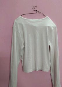 White Long Sleeve Crop Top