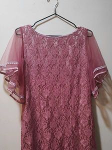Elegant Mauve Lace Dress