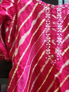Pink Mirror Work Kurti