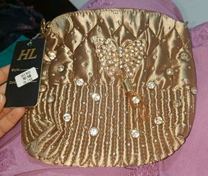 Brand New Olive HL Rhinestone Butterfly Handbag