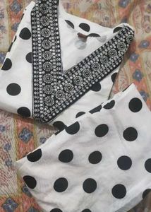 (S to XXL) Beautiful Summer Polka Dot Kurta Set