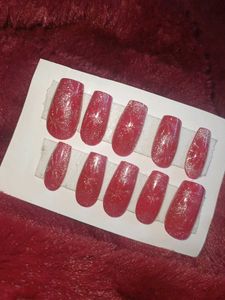 Red Flower Cat-Eye Press-On Nails