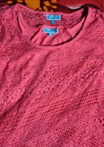 Coral Lace Top